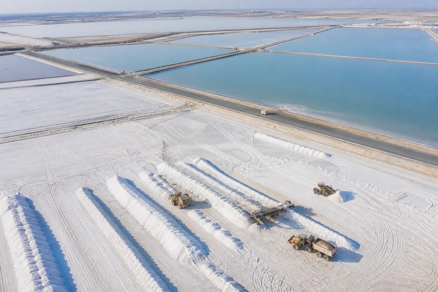 Egyptian salt pans under a blue sky